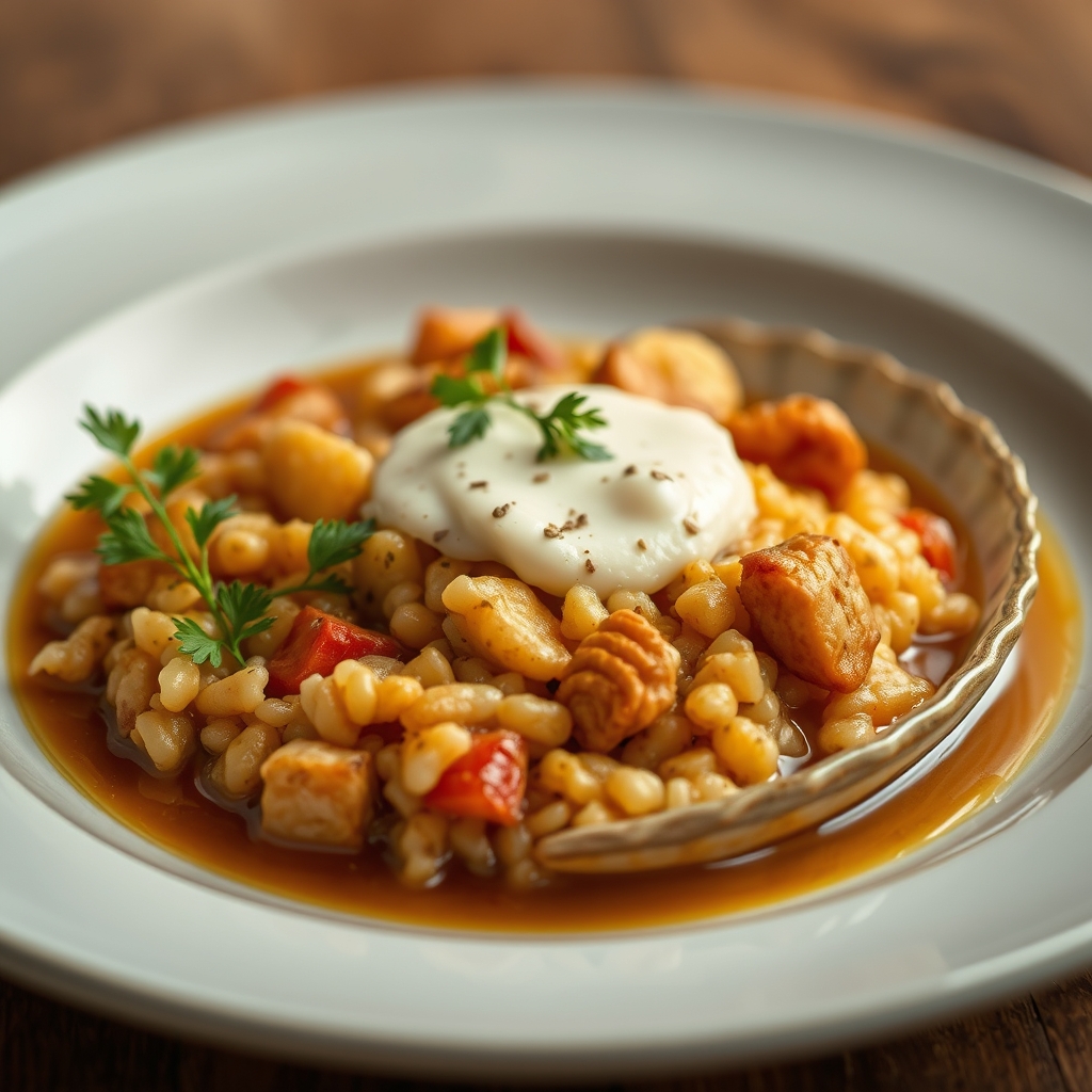 Receita de arroz caldoso con mariscos da ría de Arousa