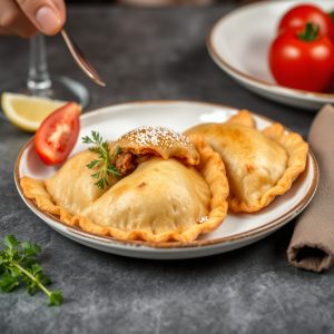 Receita de empanada de carne con pemento de Herbón e cebola caramelizada