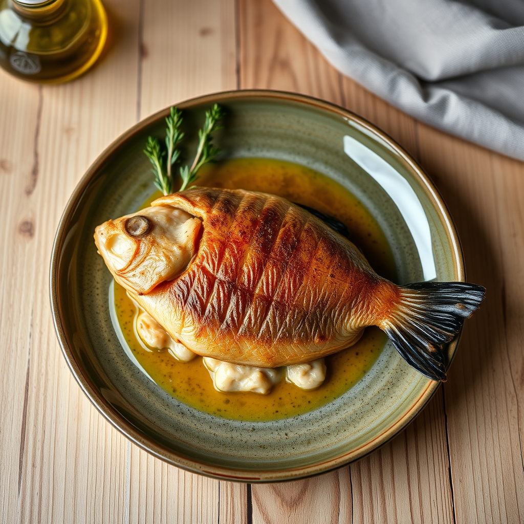 Receita de peixe á galega con salsa verde e allos frescos