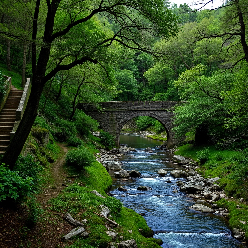 TITULO: Senda del Río Tambre en Noia: puente medieval y bosque de ribera
