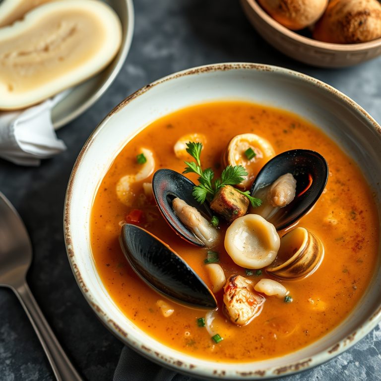 Sopa de marisco con fideos finos: el caldo de la costa de Fisterra