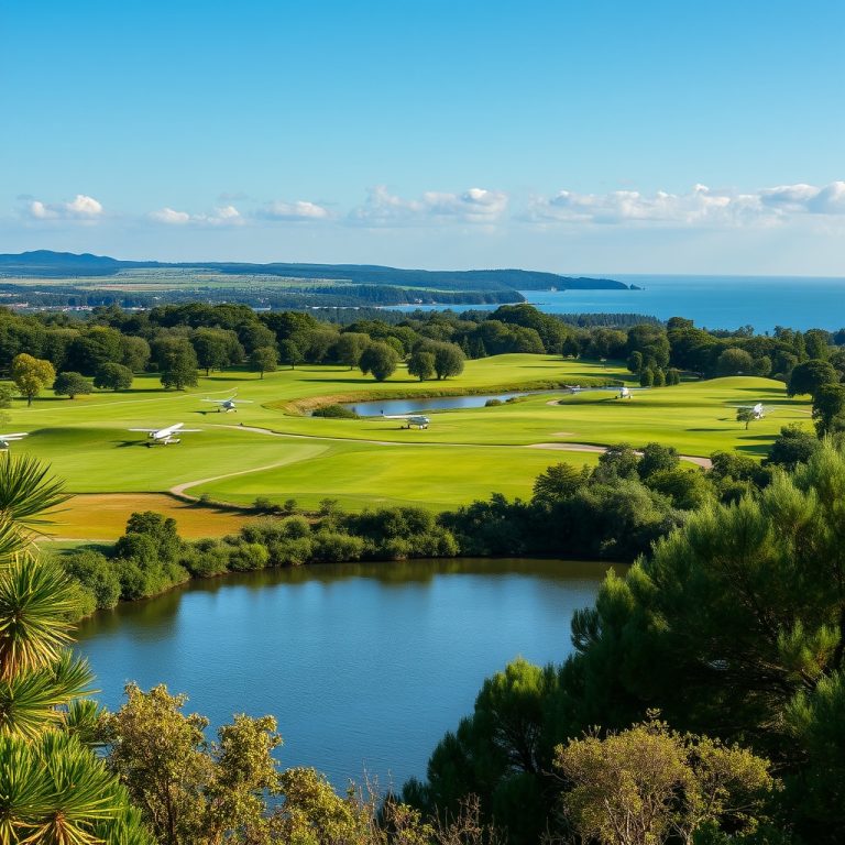 Planes de golf en el campo de Meis: vista a la ría de Arousa